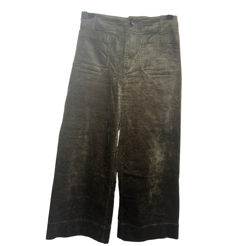 Maeve Anthropologie Colette Corduroy Pants Olive Green Wide Leg Petite 25P